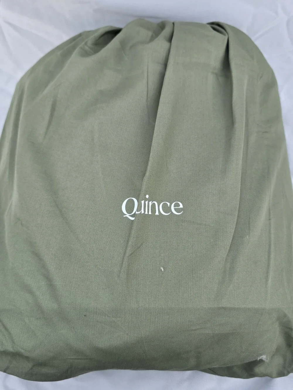 New Quince QUEEN 100% Organic Cotton Luxe Honeycomb Duvet Cover Olive Green